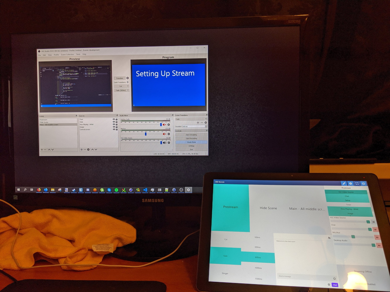 OBS Tablet Remote in use